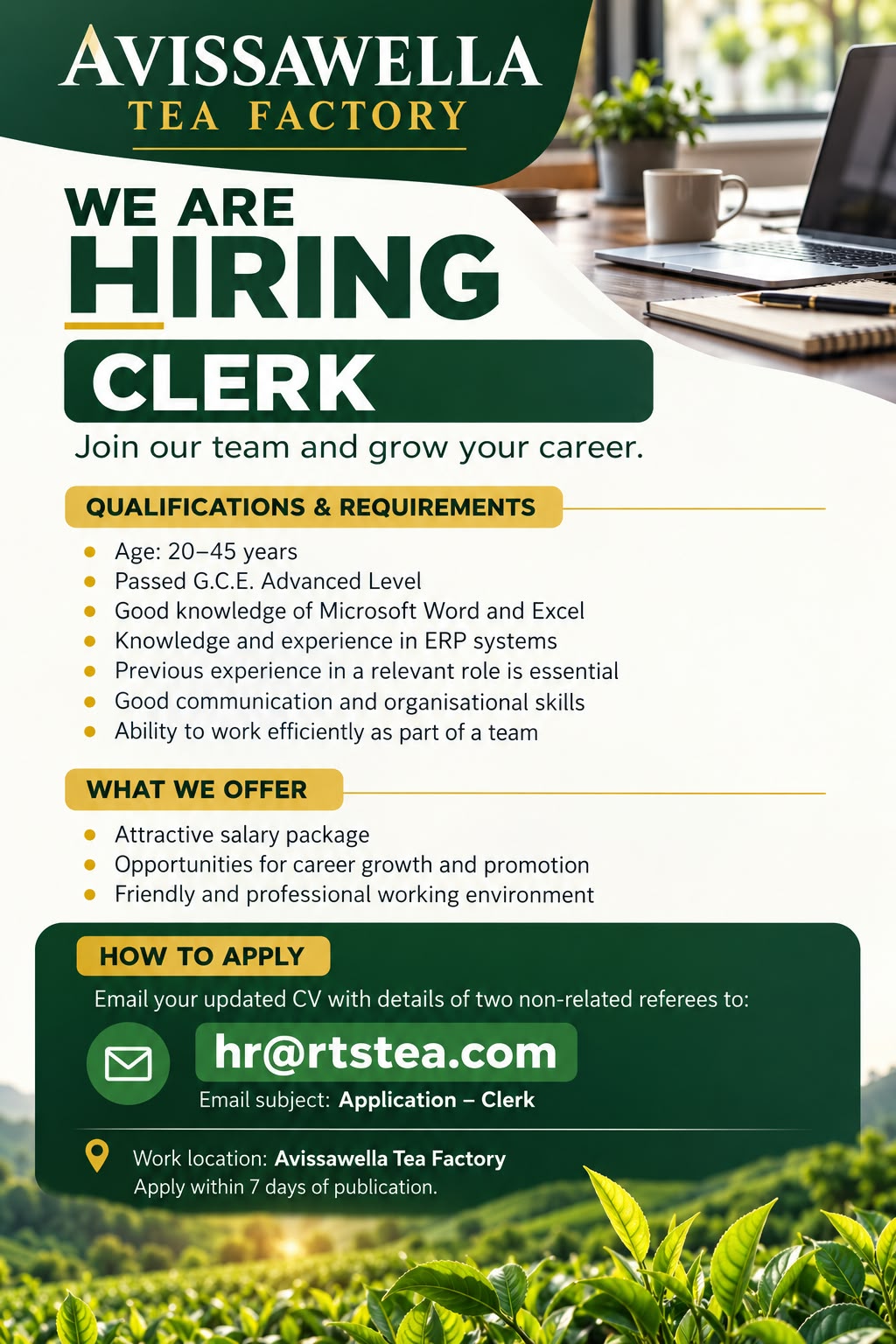 Clerk - RTS Holdings job notice