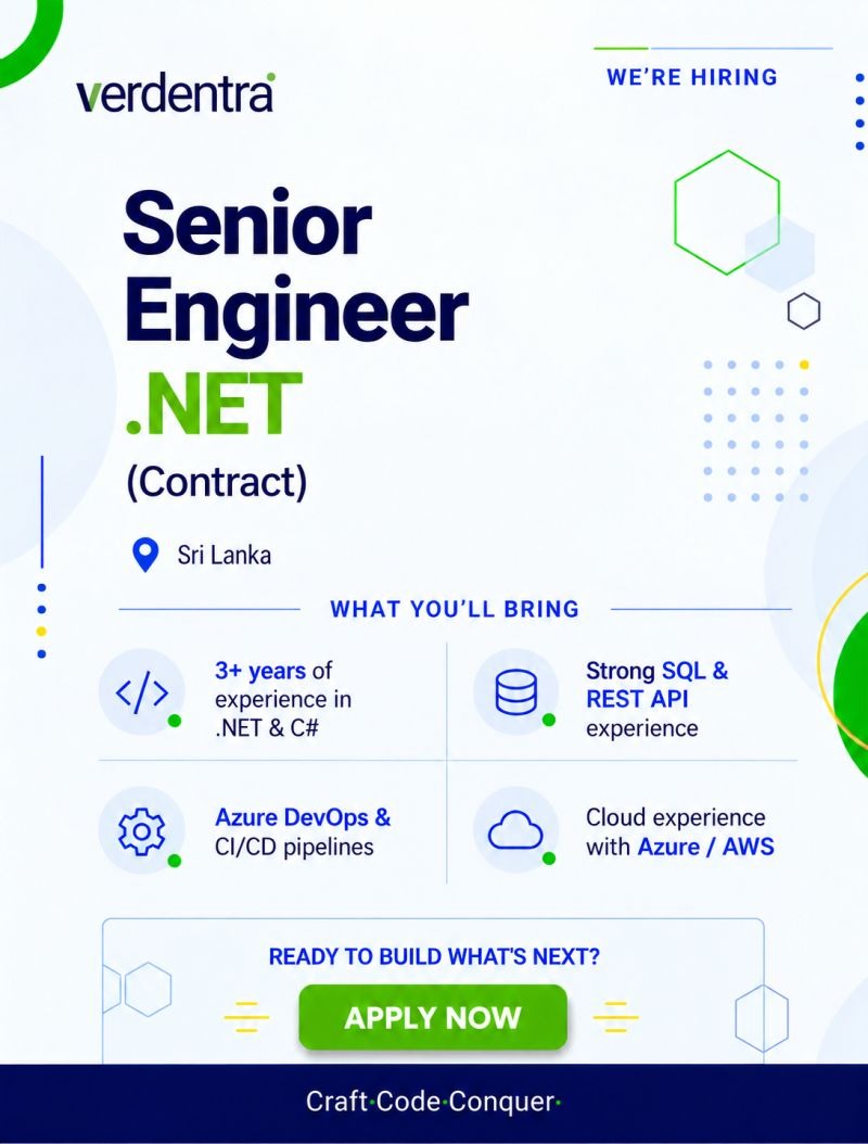 Senior Engineer – .NET  - Verdentra job notice