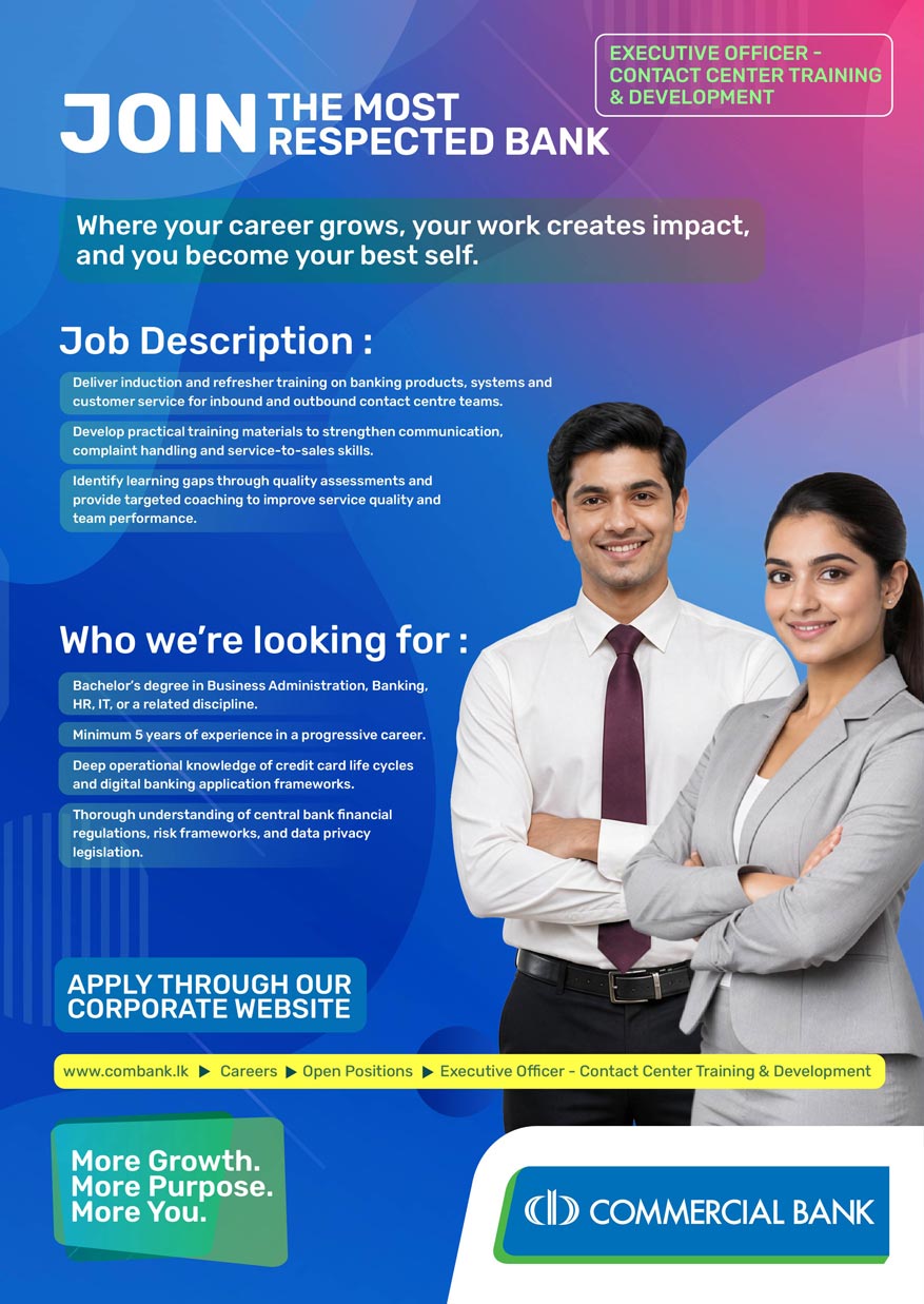 Executive Officer - Contact Center Training & Development - Commercial Bank job notice