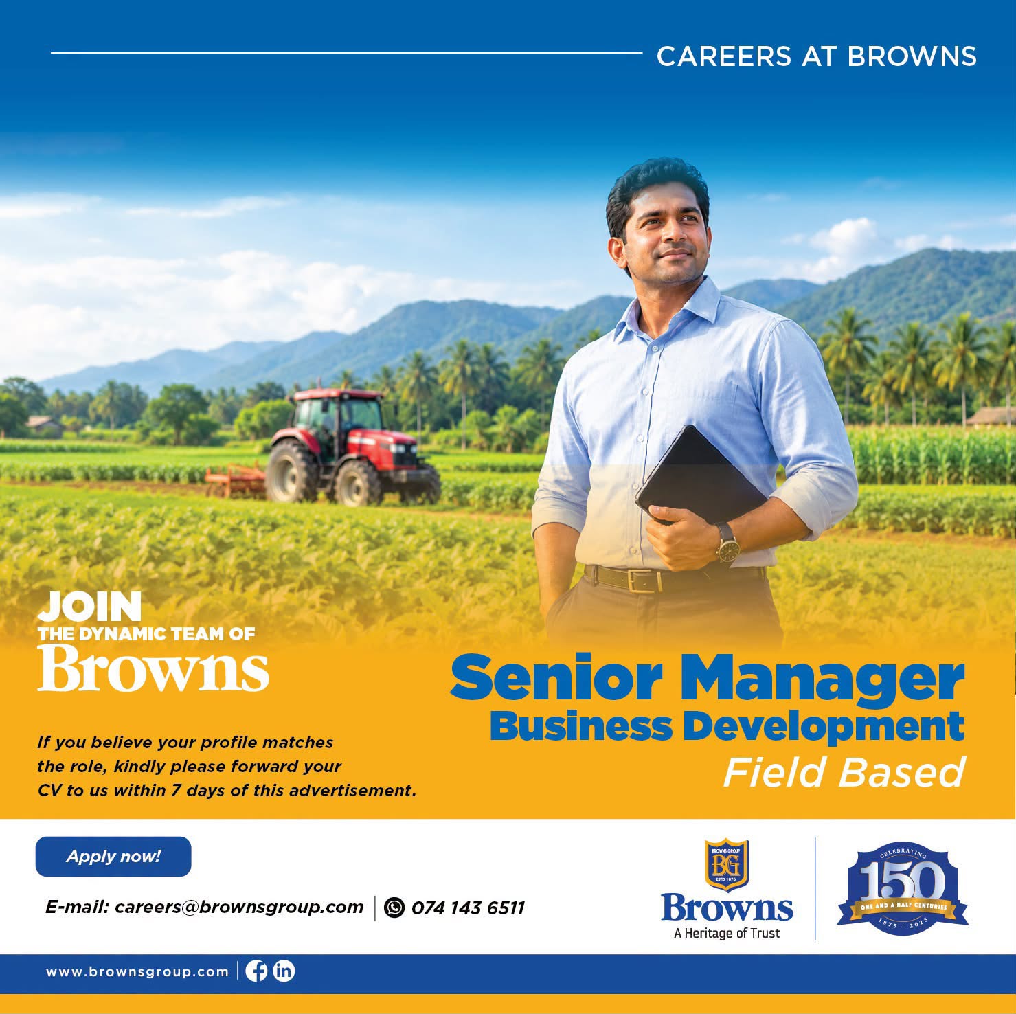 Deputy Manager – Business Development (Pet Animal Segment)    - Browns Group Of Companies job notice