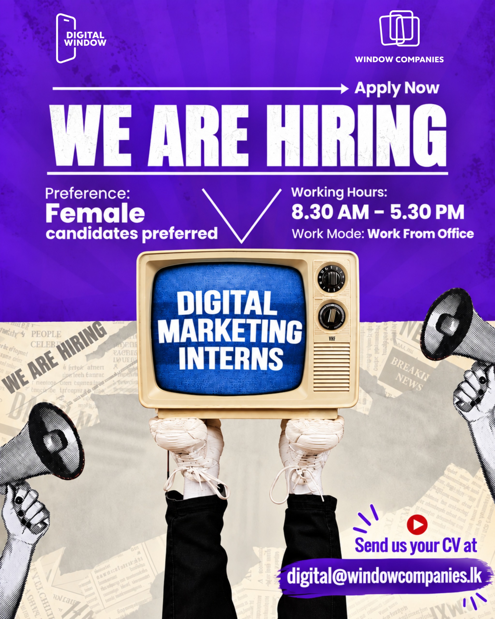DIGITAL MARKETING INTERNS - Window Companies (Pvt) Ltd job notice