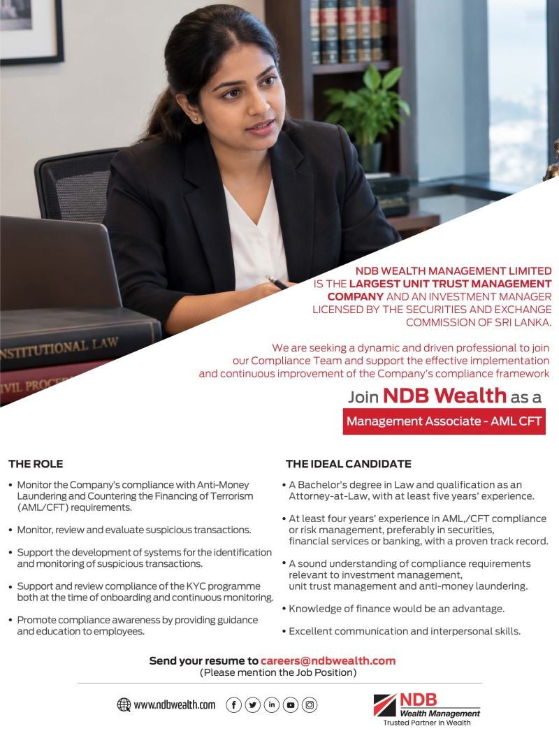 Management Associate - AML CFT - NDB Bank job notice