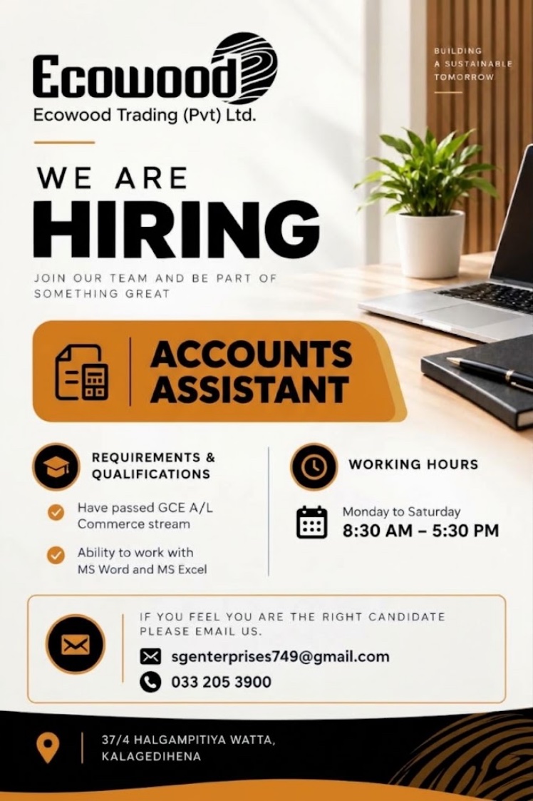 Accounts Assistant - Ecowood Trading (PVT) Ltd job notice