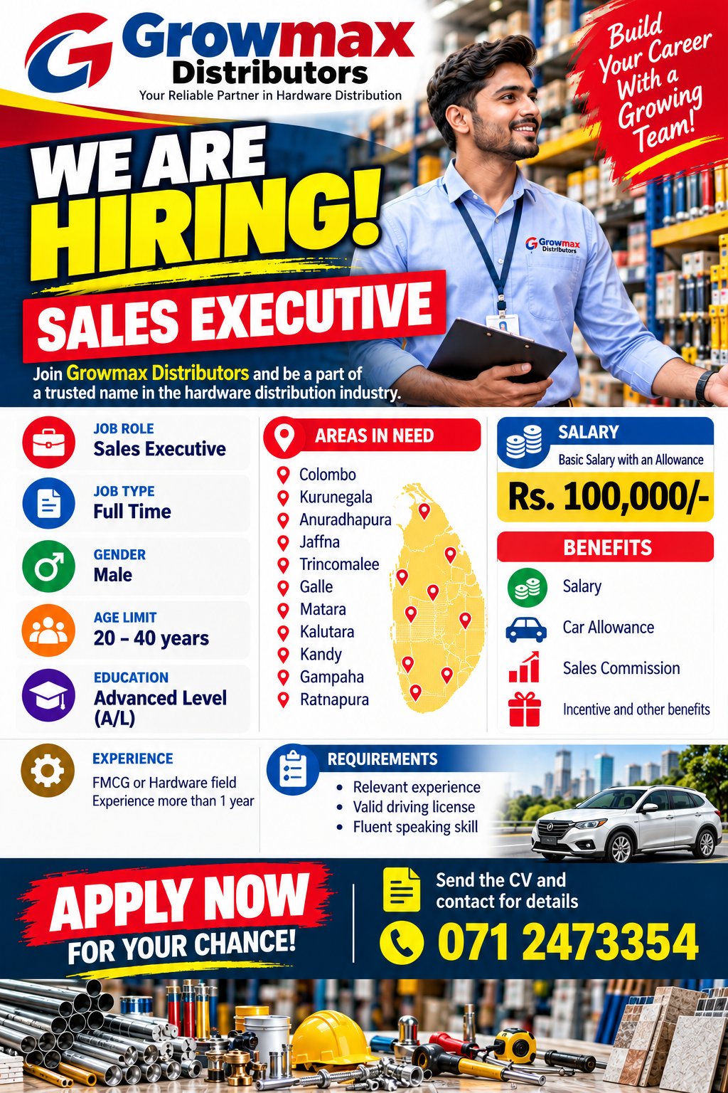 Seles Representative - Growmax Distributors job notice